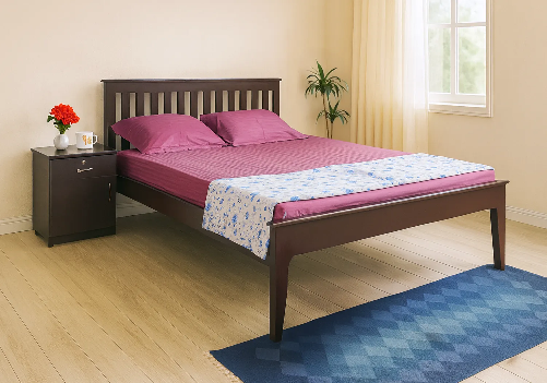 Solid Wood Double Bed, Mattress and Bedside Table Combo